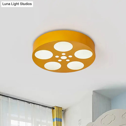 Acrylic Led Kids Flush Mount Lighting In Vibrant Red/Yellow/Blue Rounded Nursery Room Fixture