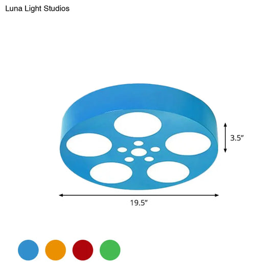 Acrylic Led Kids Flush Mount Lighting In Vibrant Red/Yellow/Blue – Rounded Nursery Room Fixture