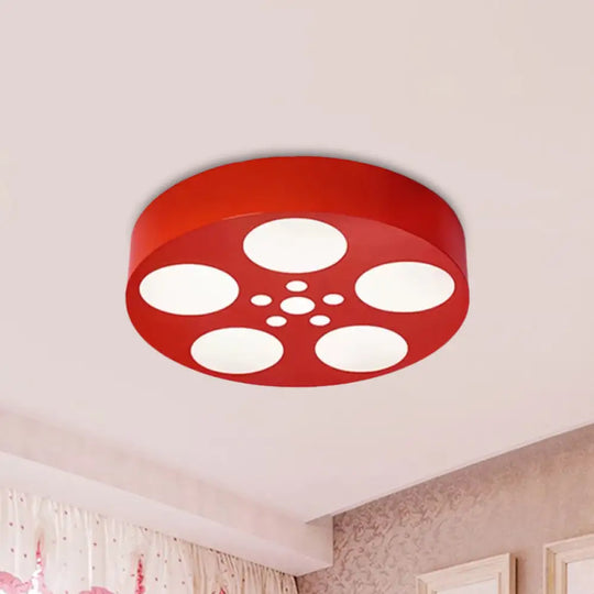 Acrylic Led Kids Flush Mount Lighting In Vibrant Red/Yellow/Blue – Rounded Nursery Room Fixture Red
