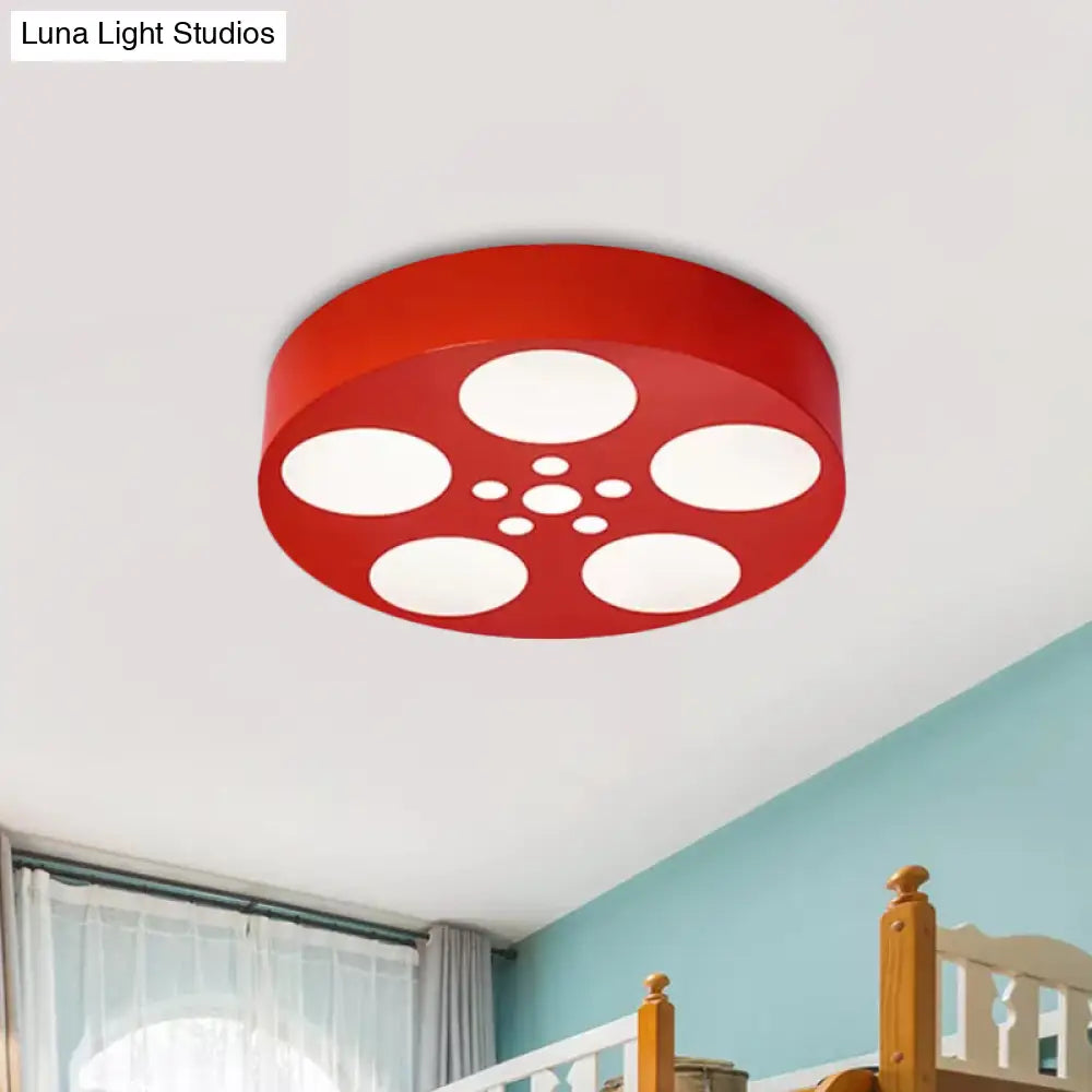 Acrylic Led Kids Flush Mount Lighting In Vibrant Red/Yellow/Blue Rounded Nursery Room Fixture