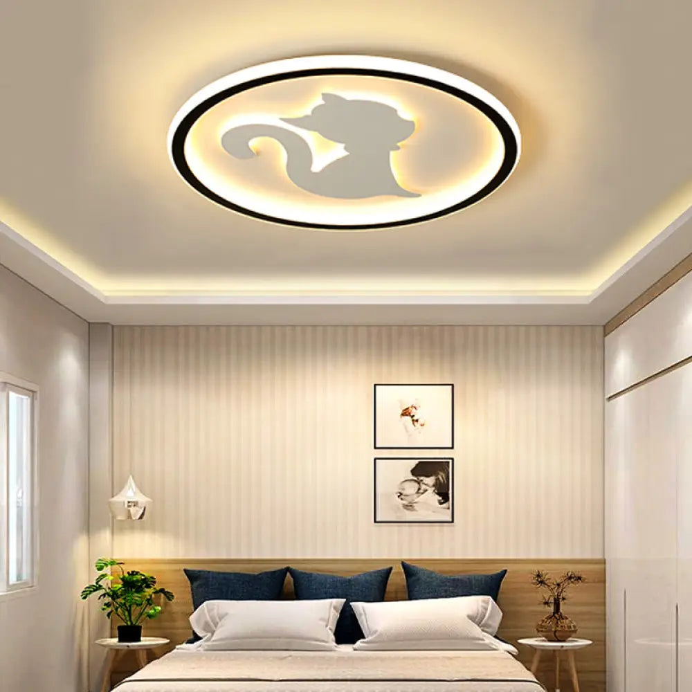 Acrylic Led Kitten Ceiling Fixture - Animal Inspired Light For Bedroom And Nursery White / Warm