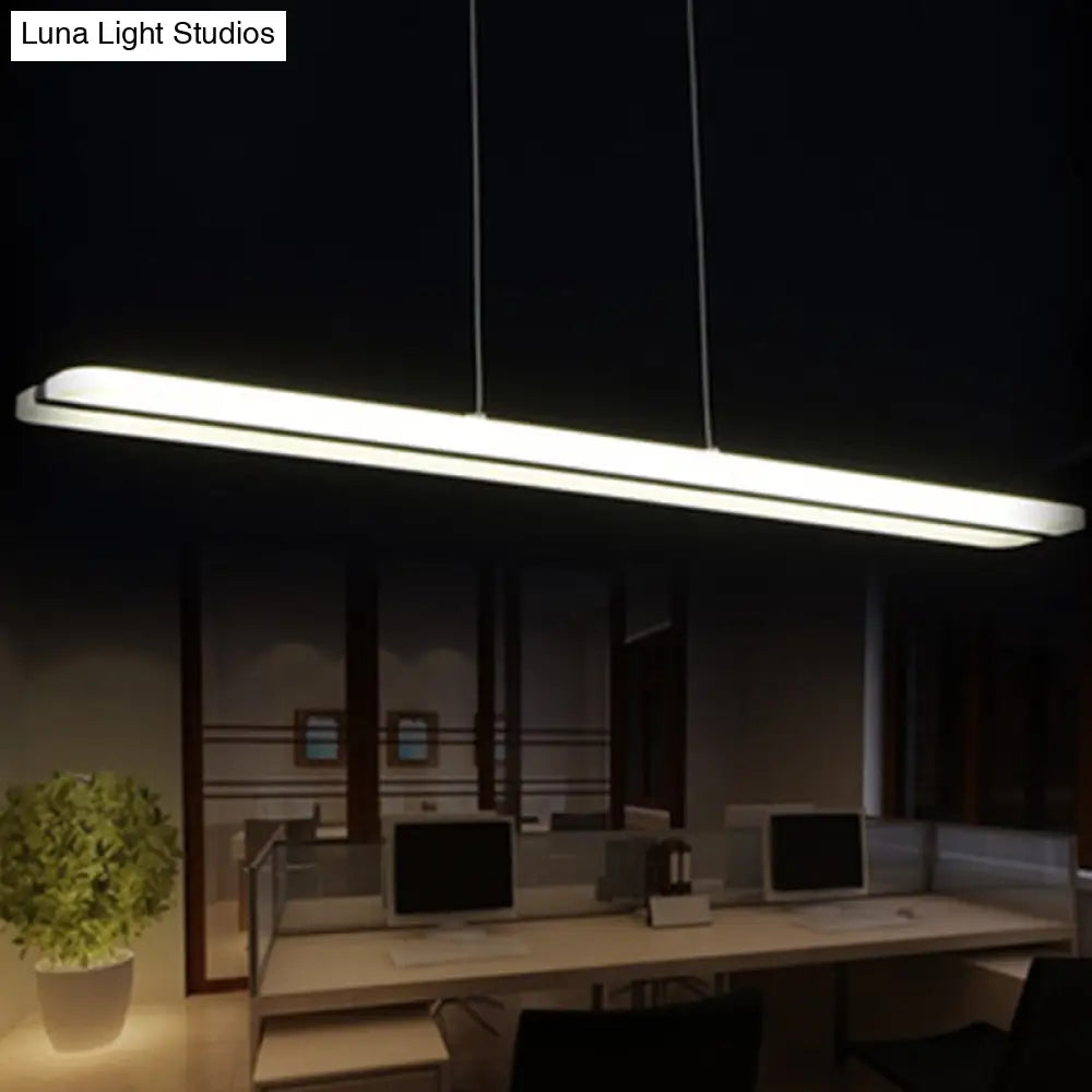 Modern Dining Room Pendant Light: Curved/Straight Line Acrylic Led Ceiling Lamp In Black With