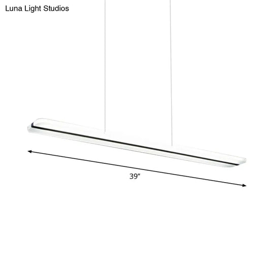 Modern Dining Room Pendant Light: Curved/Straight Line Acrylic Led Ceiling Lamp In Black With