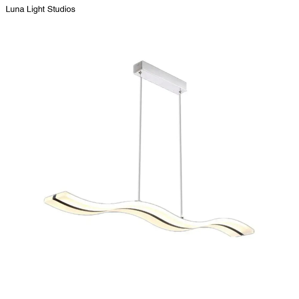 Modern Dining Room Pendant Light: Curved/Straight Line Acrylic Led Ceiling Lamp In Black With