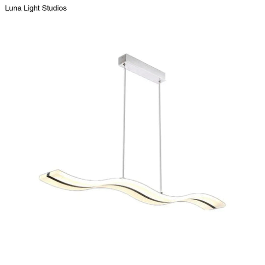 Modern Dining Room Pendant Light: Curved/Straight Line Acrylic Led Ceiling Lamp In Black With