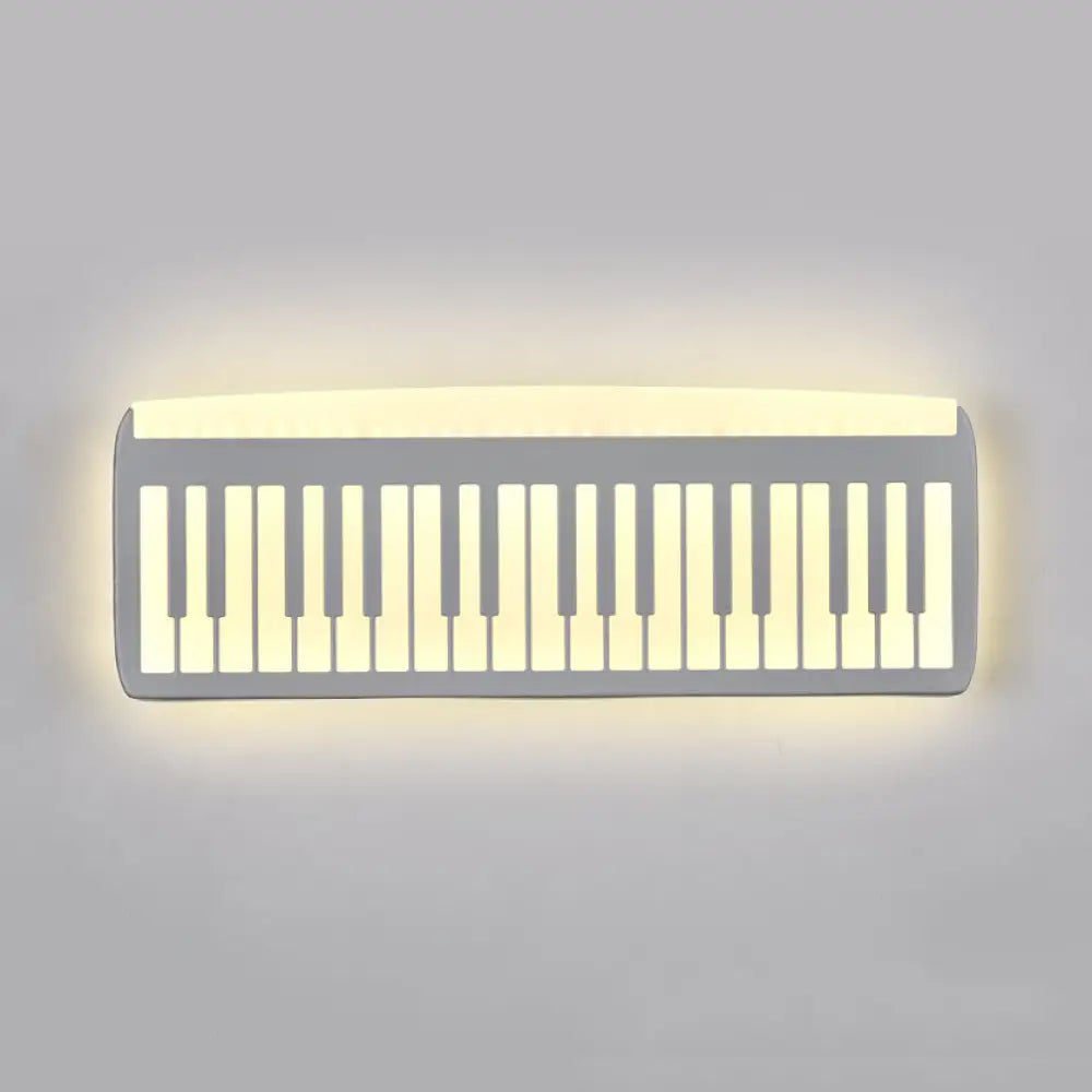 Acrylic Led Sconce Lamp With Clock: Modern Musical Instrument Design For Childs Bedroom White / C