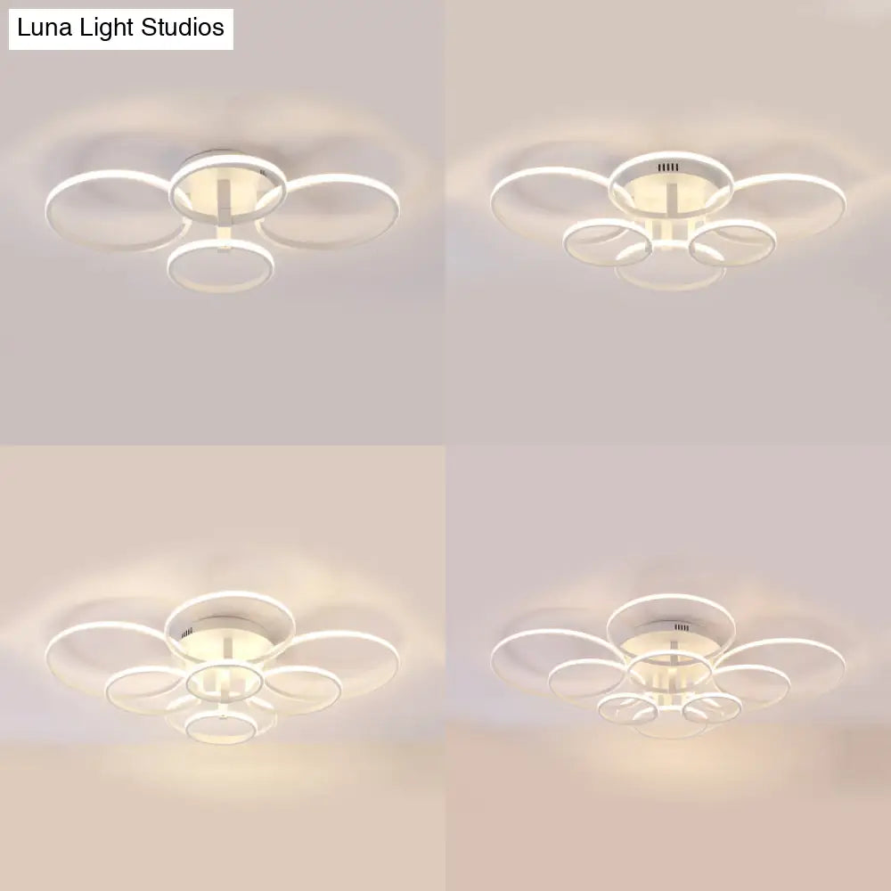 Acrylic Led Semi Flush Mount Ceiling Light In Warm/White With Simple Design - Available 4/6/8 Lights