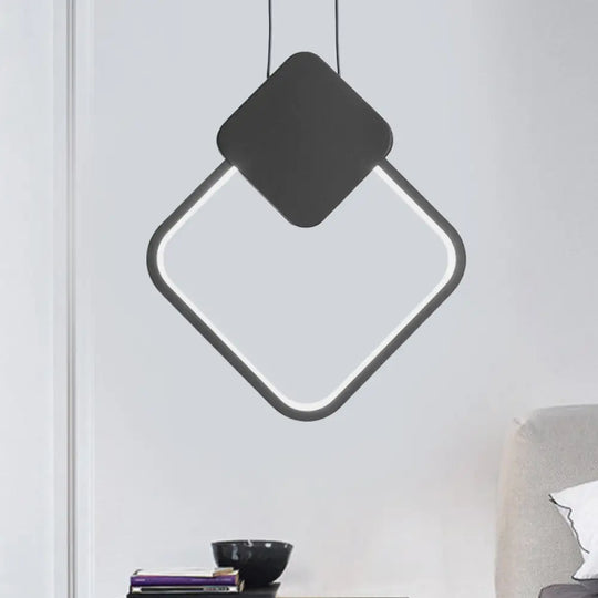 Acrylic Led Square Pendant Light: Modern Hanging Ceiling Lamp For Bedside With White/Black Shades &