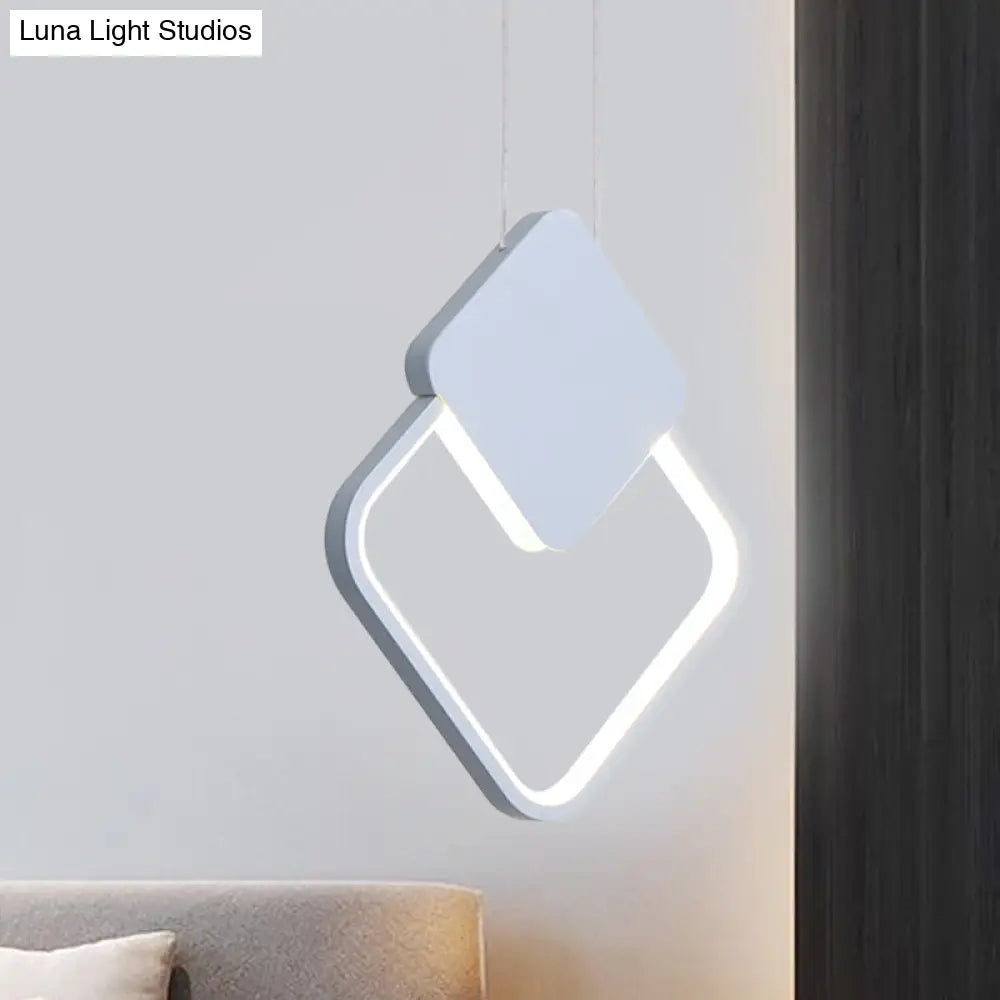 Acrylic Led Square Pendant Light: Modern Hanging Ceiling Lamp For Bedside With White/Black Shades &