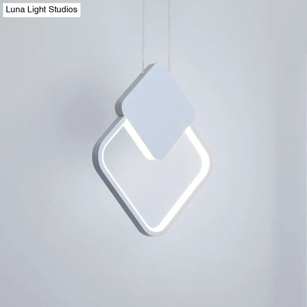 Acrylic Led Square Pendant Light: Modern Hanging Ceiling Lamp For Bedside With White/Black Shades &