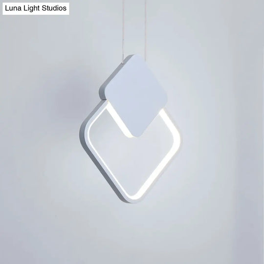 Acrylic Led Square Pendant Light: Modern Hanging Ceiling Lamp For Bedside With White/Black Shades &