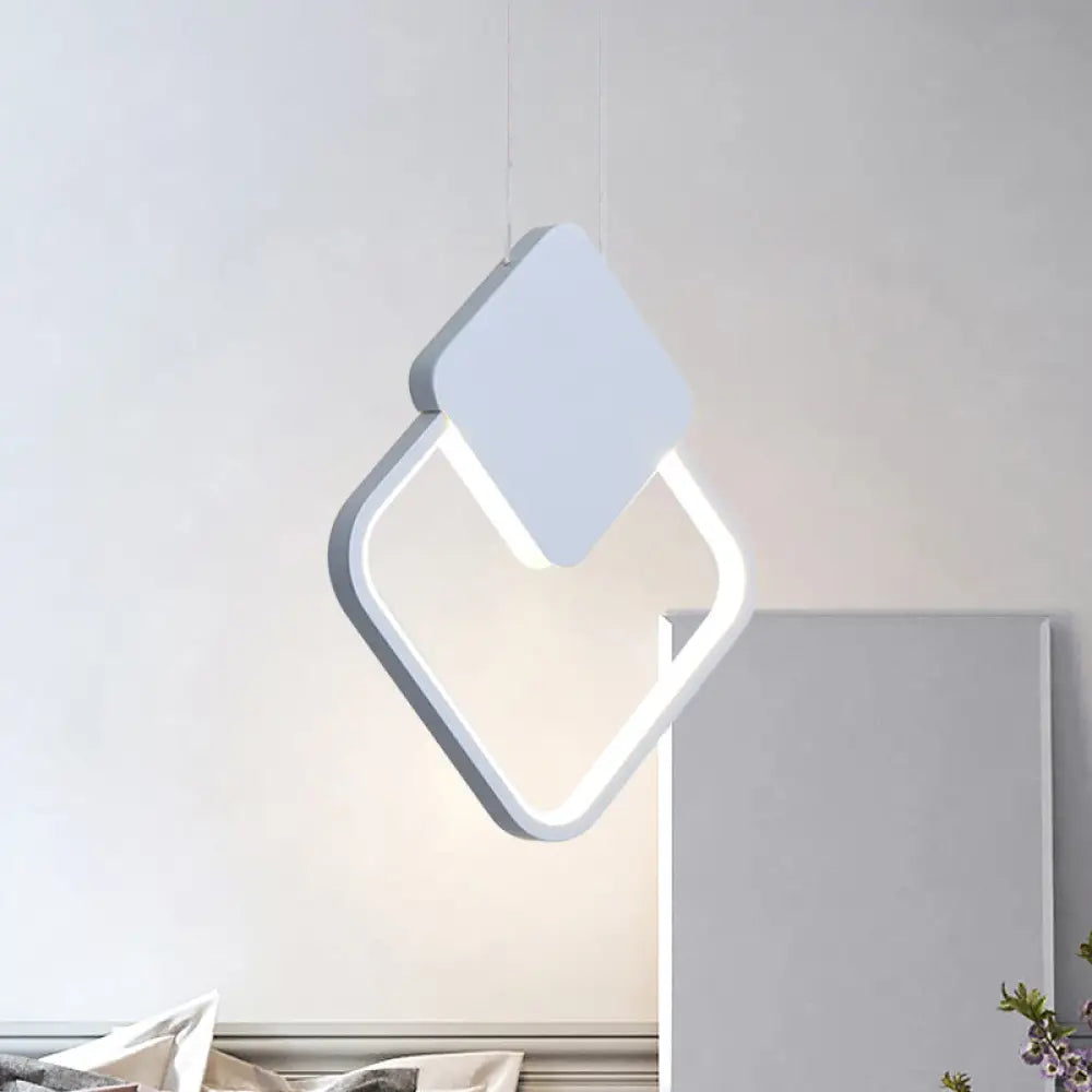 Acrylic Led Square Pendant Light: Modern Hanging Ceiling Lamp For Bedside With White/Black Shades &