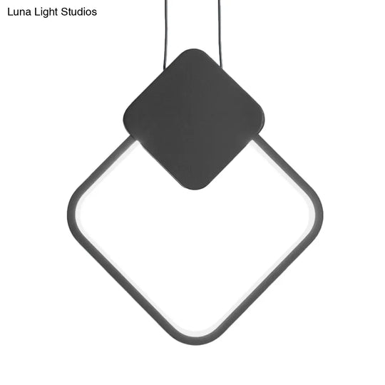 Acrylic Led Square Pendant Light: Modern Hanging Ceiling Lamp For Bedside With White/Black Shades &