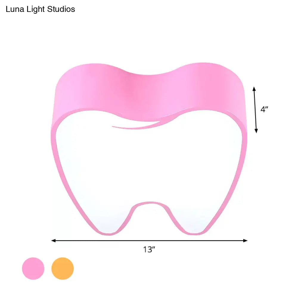 Acrylic Led Tooth Flushmount Ceiling Lamp In Child - Friendly Pink/Yellow