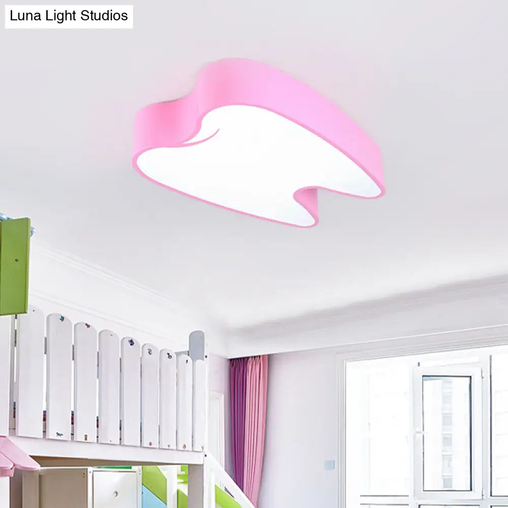 Acrylic Led Tooth Flushmount Ceiling Lamp In Child - Friendly Pink/Yellow