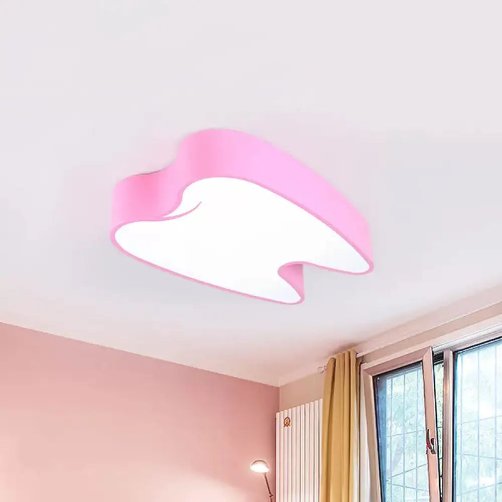 Acrylic Led Tooth Flushmount Ceiling Lamp In Child - Friendly Pink/Yellow Pink