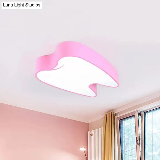 Acrylic Led Tooth Flushmount Ceiling Lamp In Child-Friendly Pink/Yellow Pink