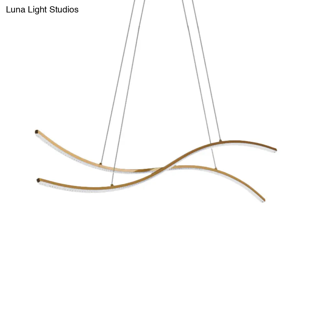 Acrylic Linear Island Pendant Lighting - Simple Led Chandelier Light In Gold Warm/White 31.5/39/47