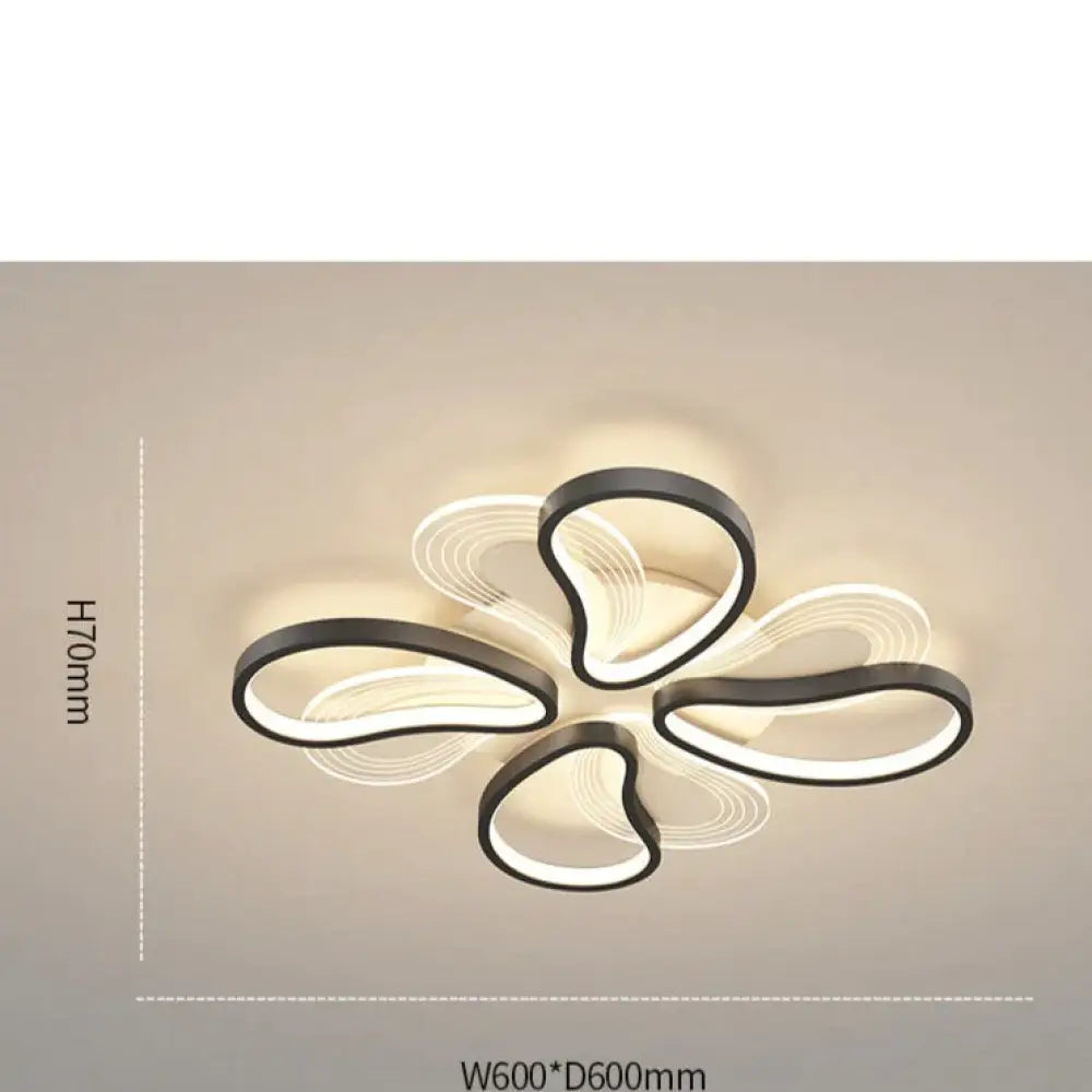 Acrylic Living Room Ceiling Lamp Led Petal Shaped Bedroom Modern Simple Household Restaurant Black