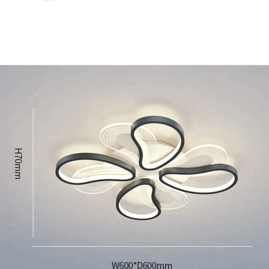 Acrylic Living Room Ceiling Lamp Led Petal Shaped Bedroom Modern Simple Household Restaurant Black