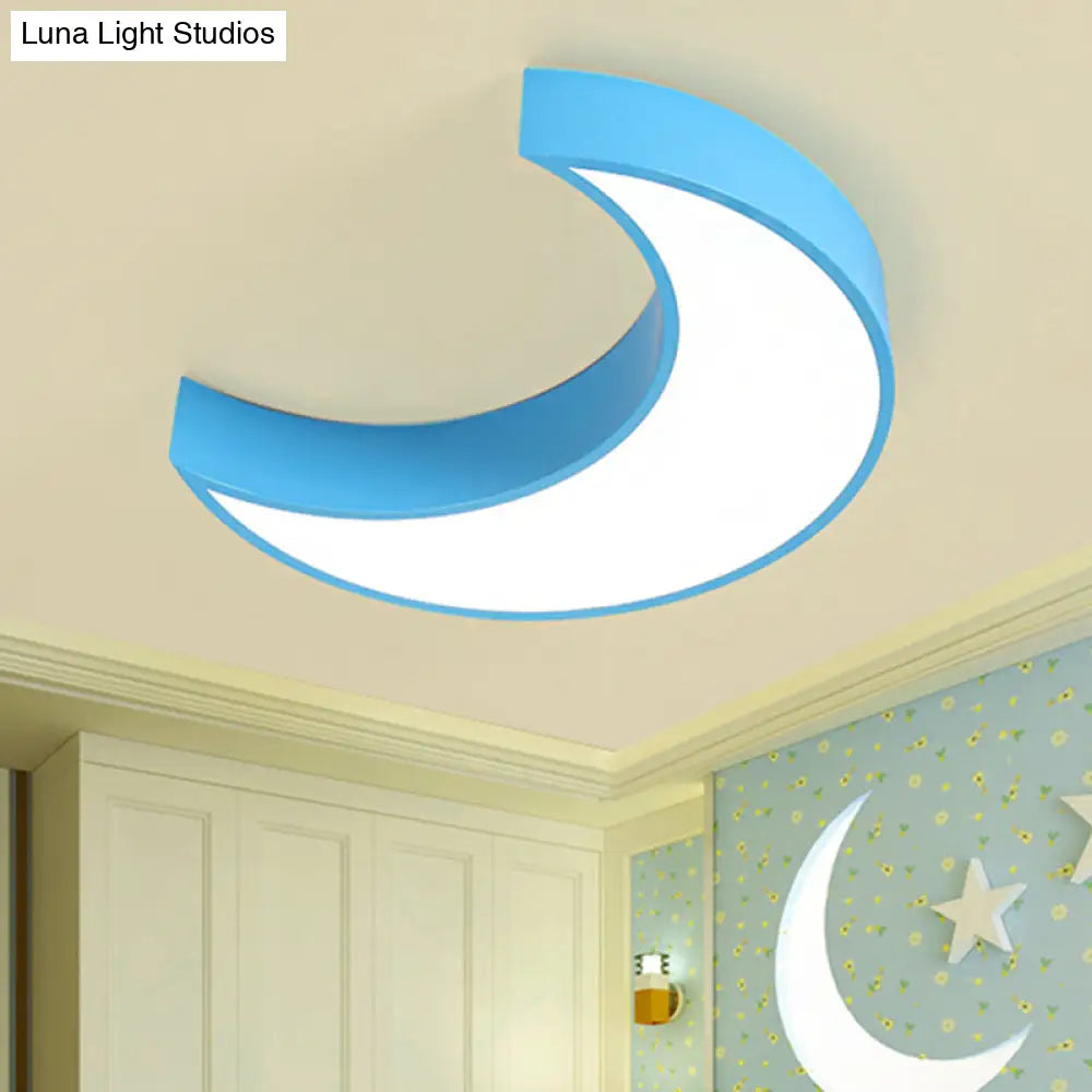 Acrylic Lovely Ceiling Fixture Light For Crescent Child Bedroom Blue / 18 White