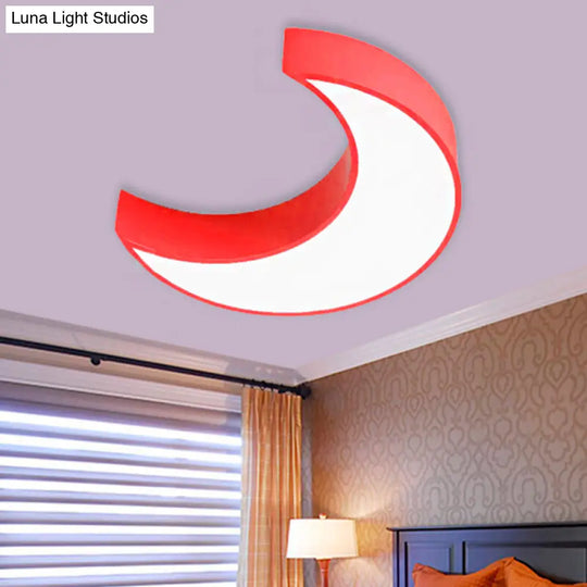 Acrylic Lovely Ceiling Fixture Light For Crescent Child Bedroom Red / 18 White