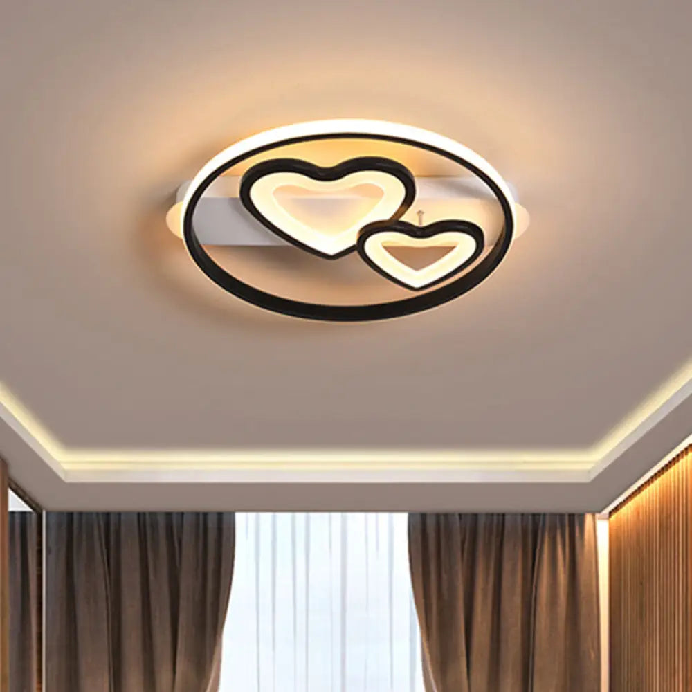 Acrylic Loving Hearts Led Flush Mount Ceiling Lamp - Simplicity 18’/21.5’ Wide Gold/Black/White