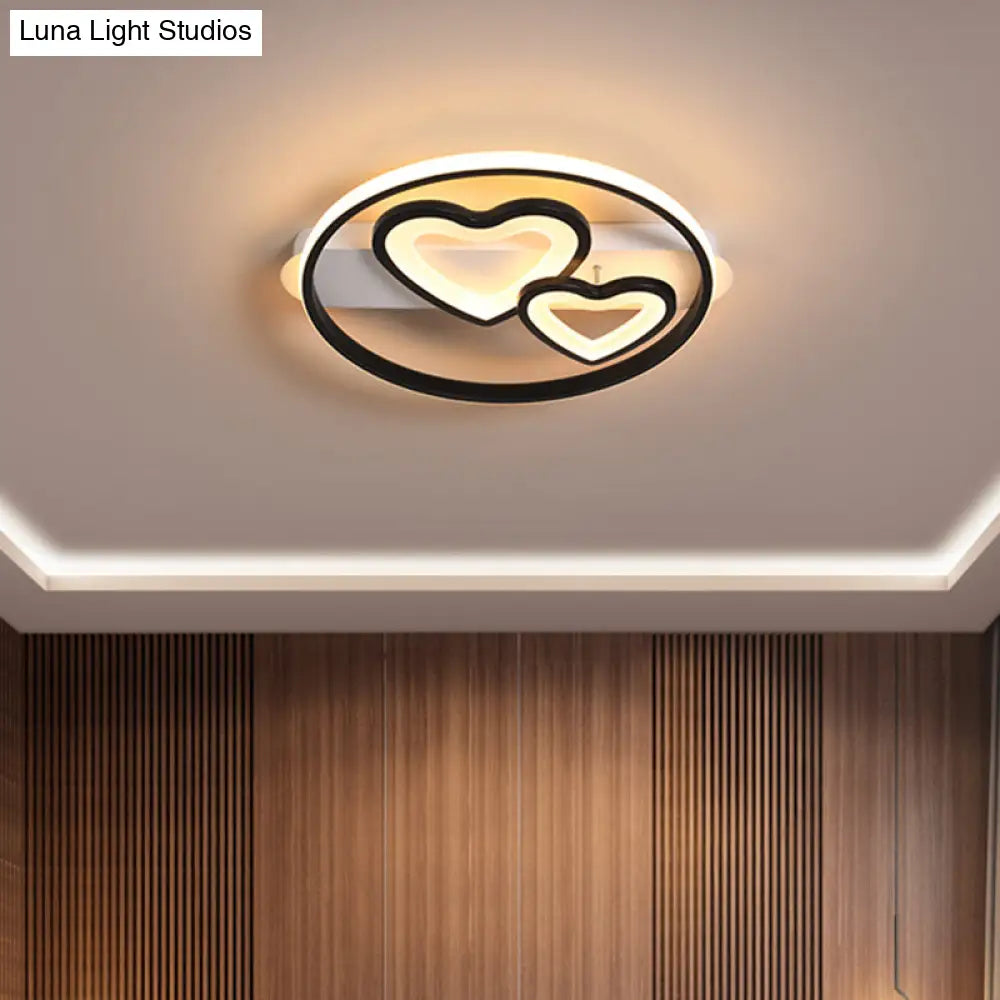 Acrylic Loving Hearts Led Flush Mount Ceiling Lamp - Simplicity 18’/21.5’ Wide Gold/Black/White