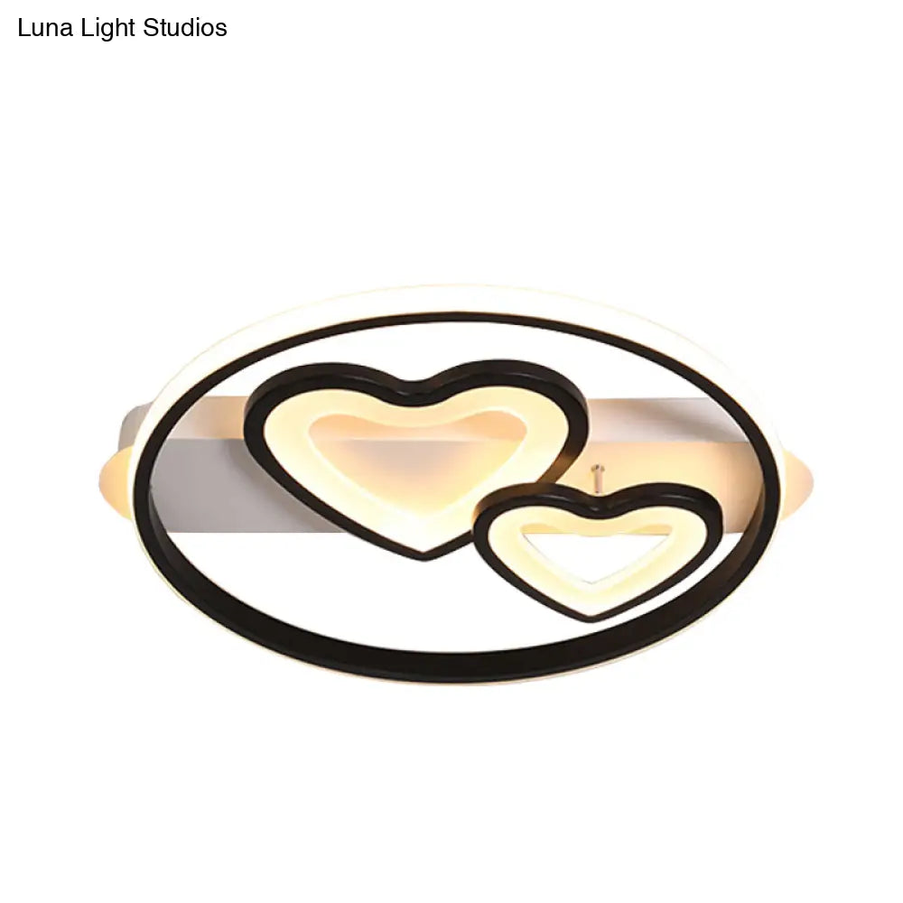 Acrylic Loving Hearts Led Flush Mount Ceiling Lamp - Simplicity 18’/21.5’ Wide Gold/Black/White