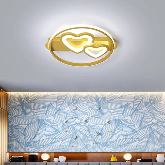 Acrylic Loving Hearts Led Flush Mount Ceiling Lamp - Simplicity 18’/21.5’ Wide Gold/Black/White