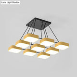 Acrylic Macaron Style Pendant Light For Kindergartens: Square Shade Chandelier