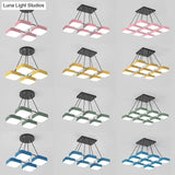 Acrylic Macaron Style Pendant Light For Kindergartens: Square Shade Chandelier