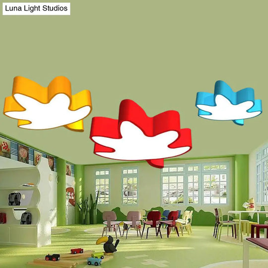 Acrylic Maple Leaf Shaped Cartoon Led Flush Mount Light For Kindergarten Ceiling