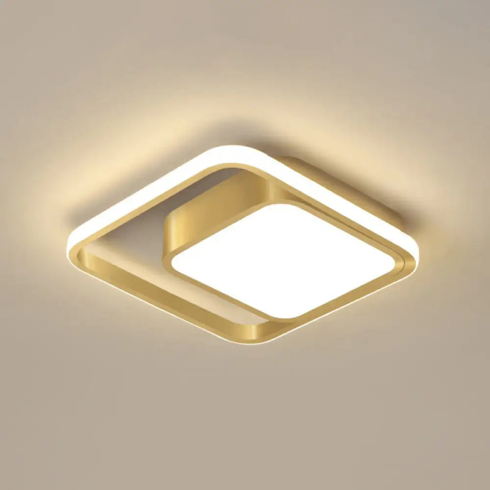 Acrylic Minimalist Led Flush Mount Ceiling Light In Gold For Square Hallways / White