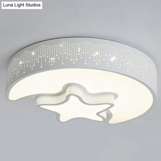 Acrylic Moon And Star Ceiling Light Fixture For Bedroom White / 18