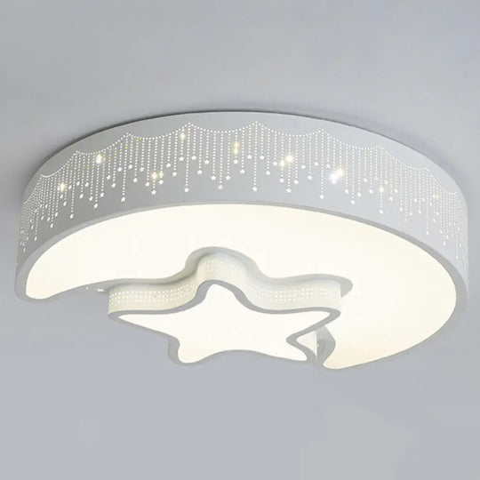Acrylic Moon And Star Ceiling Light Fixture For Bedroom White / 18’