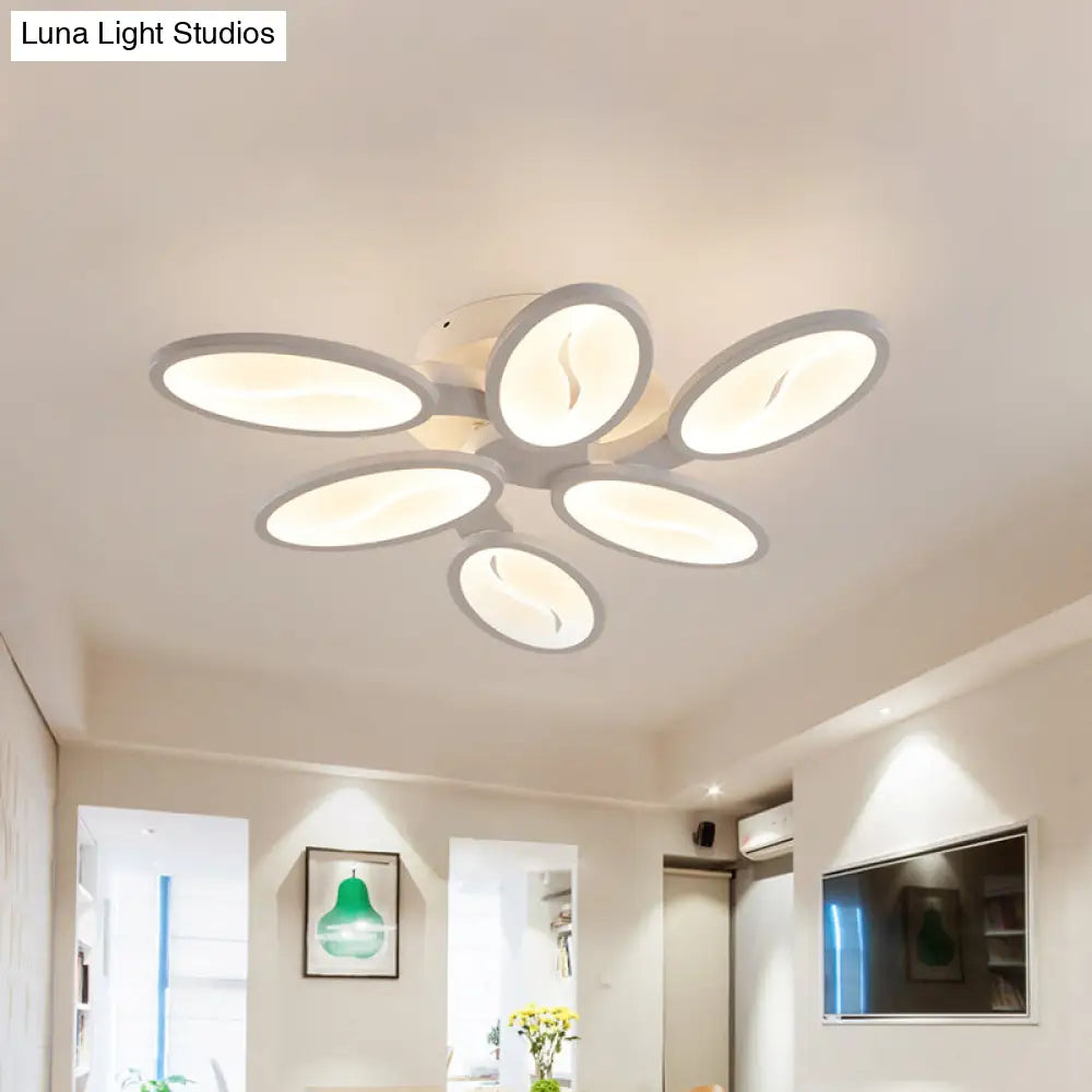 Acrylic Oval Ceiling Light Modern Led 3/6/9 Lights Flush Mount Fixture In Warm/White/Natural For