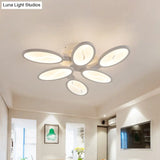 Acrylic Oval Ceiling Light Modern Led 3/6/9 Lights Flush Mount Fixture In Warm/White/Natural For