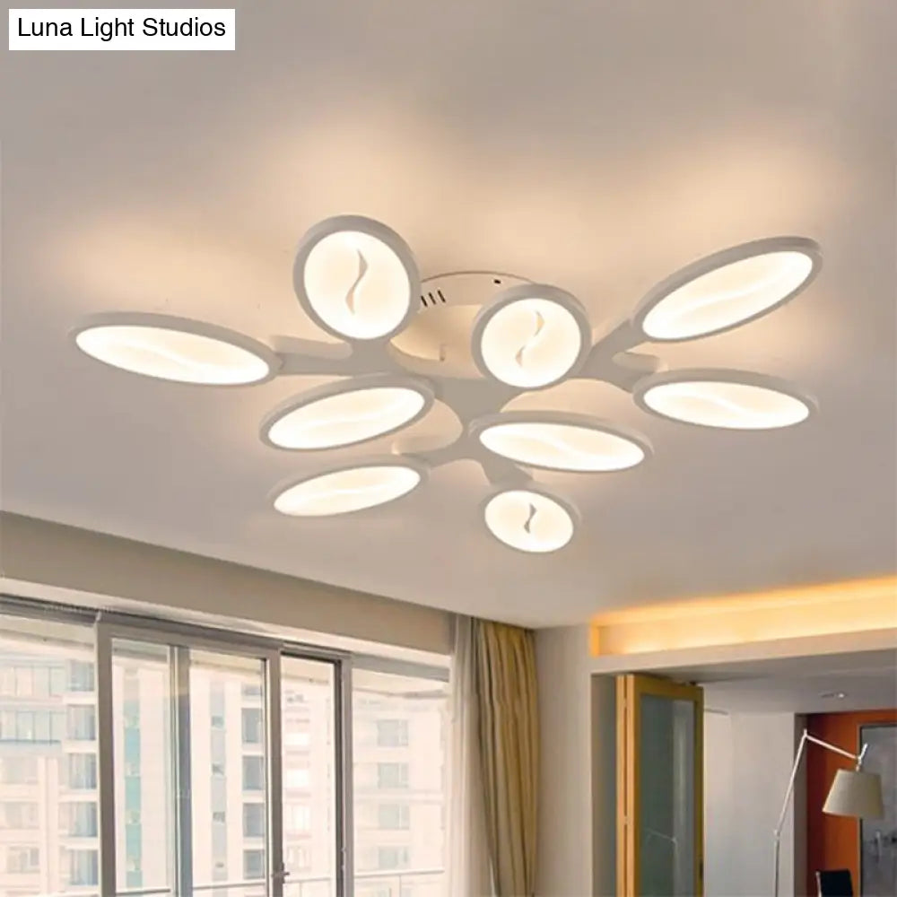 Acrylic Oval Ceiling Light Modern Led 3/6/9 Lights Flush Mount Fixture In Warm/White/Natural For