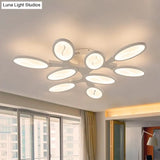 Acrylic Oval Ceiling Light Modern Led 3/6/9 Lights Flush Mount Fixture In Warm/White/Natural For