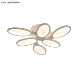 Acrylic Oval Ceiling Light Modern Led 3/6/9 Lights Flush Mount Fixture In Warm/White/Natural For