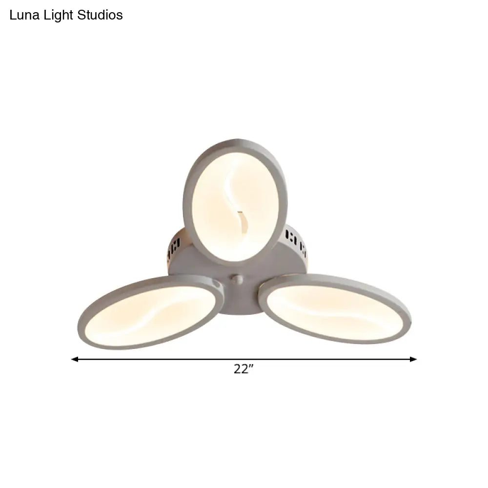 Acrylic Oval Ceiling Light Modern Led 3/6/9 Lights Flush Mount Fixture In Warm/White/Natural For