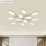 Acrylic Oval Ceiling Light Modern Led 3/6/9 Lights Flush Mount Fixture In Warm/White/Natural For