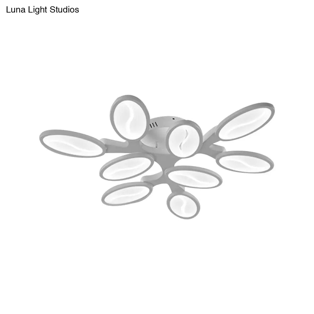 Acrylic Oval Ceiling Light Modern Led 3/6/9 Lights Flush Mount Fixture In Warm/White/Natural For