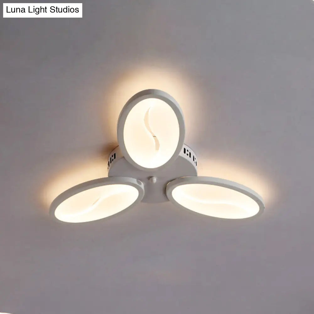 Acrylic Oval Ceiling Light Modern Led 3/6/9 Lights Flush Mount Fixture In Warm/White/Natural For