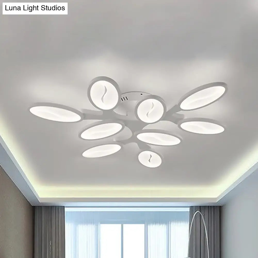 Acrylic Oval Ceiling Light Modern Led 3/6/9 Lights Flush Mount Fixture In Warm/White/Natural For