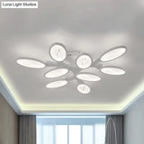 Acrylic Oval Ceiling Light Modern Led 3/6/9 Lights Flush Mount Fixture In Warm/White/Natural For