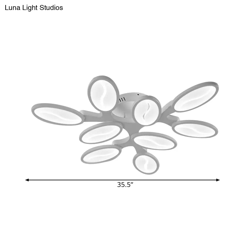 Acrylic Oval Ceiling Light Modern Led 3/6/9 Lights Flush Mount Fixture In Warm/White/Natural For