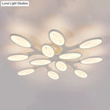 Acrylic Oval Ceiling Light Modern Led 3/6/9 Lights Flush Mount Fixture In Warm/White/Natural For