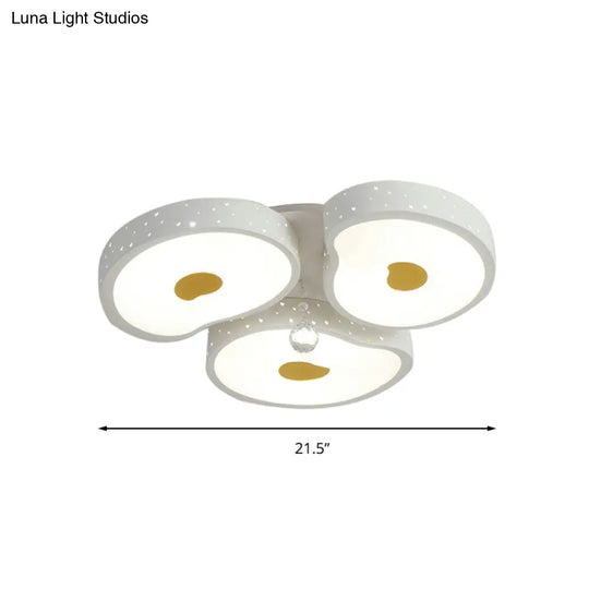 Acrylic Petal Ceiling Mount Light With Crystal Ball Kids Led Lamp In White For Living Room